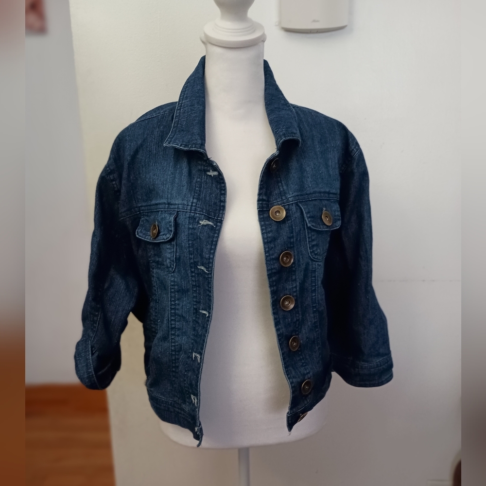 Stylish Stretchy Blue Toxik3 Denim Jacket 1X